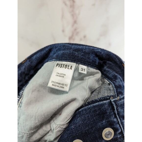 Pistola Jeans Women 31 High Rise Cropped Denim Straight Stretch Moody Button Fly - Picture 8 of 11